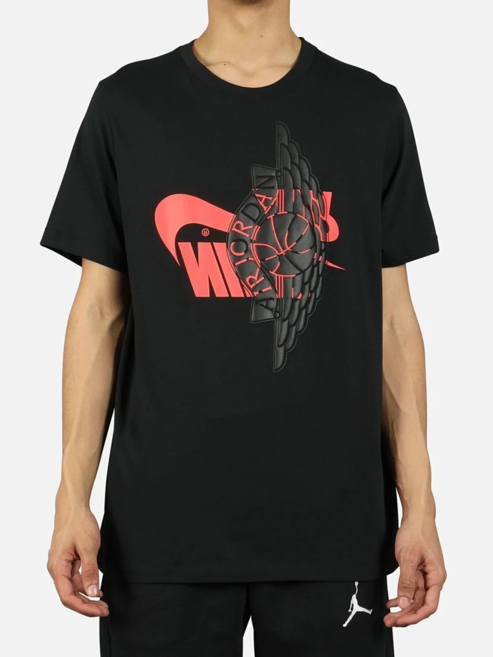 Nike Air Jordan Futura Wings T-shirt Rubberized Black Logo Mens 3XL Black Tee